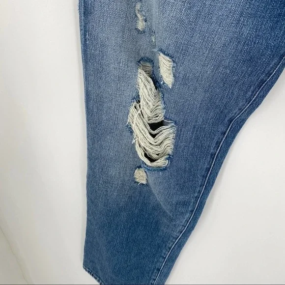 J Brand Womens Ivy High Rise Crop Straight Jeans Bleach Wrecked Size 29